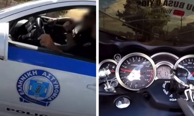 βίντεο με μοτοσικλετιστη και αστυνομικους